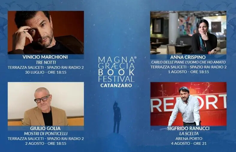 images Magna Graecia Book Festival, a Catanzaro Sigfrido Ranucci, Vinicio Marchioni, Giulio Golia e Anna Crispino