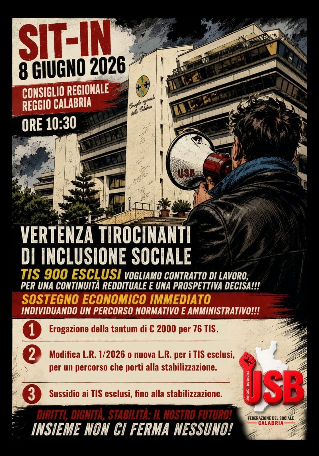 images Tis non ancora stabilizzati, a Reggio Calabria il sit-in dell’Usb