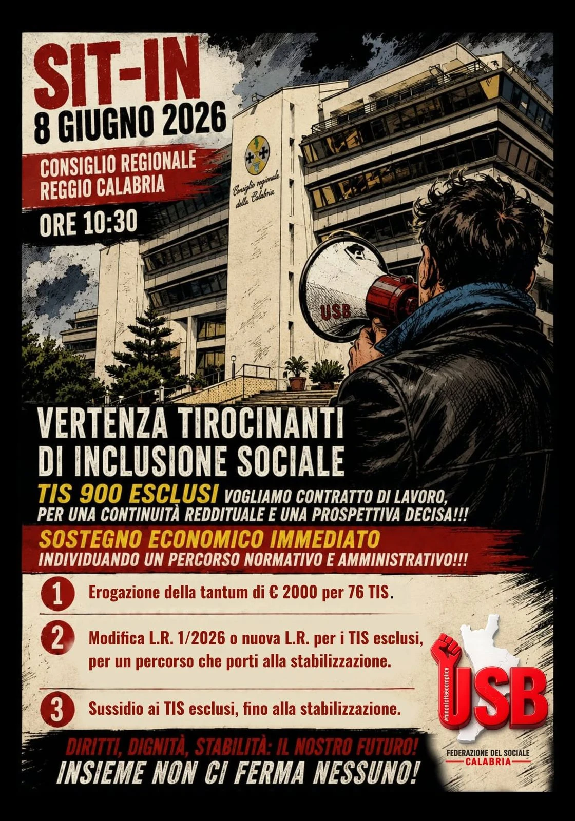 Tis non ancora stabilizzati, a Reggio Calabria il sit-in dell’Usb