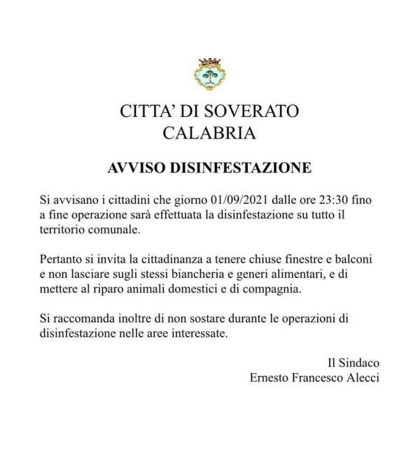 images Soverato. Il Comune dà il via alle operazioni di disinfestazione di fine stagione