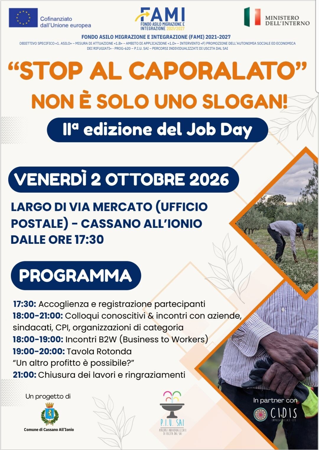 images Lavoro etico e contrasto al caporalato, a Cassano la II edizione del Job Day 