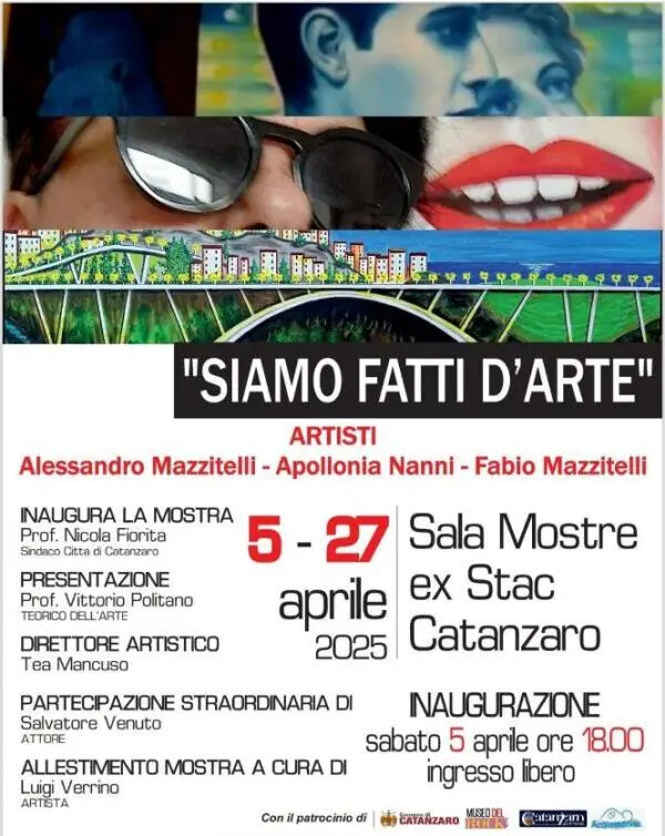Catanzaro, il 5 aprile al via la mostra “Siamo fatti d’arte” all’Ex STAC images Catanzaro, il 5 aprile al via la mostra “Siamo fatti d’arte” all’Ex STAC