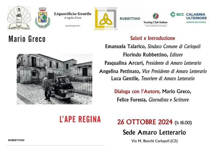 images Carlopoli, “L'ape regina” di Mario Greco approda su Amaro Letterario 