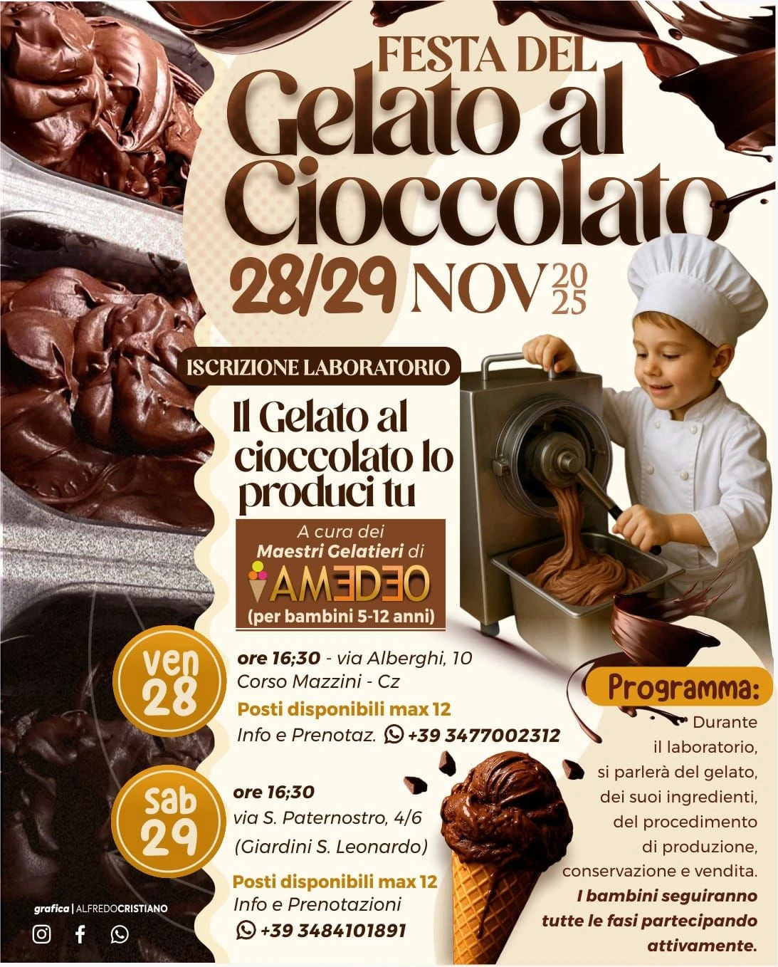 A Catanzaro venerdì e sabato è “Festa del gelato al Cioccolato” con la Gelateria Amedeo