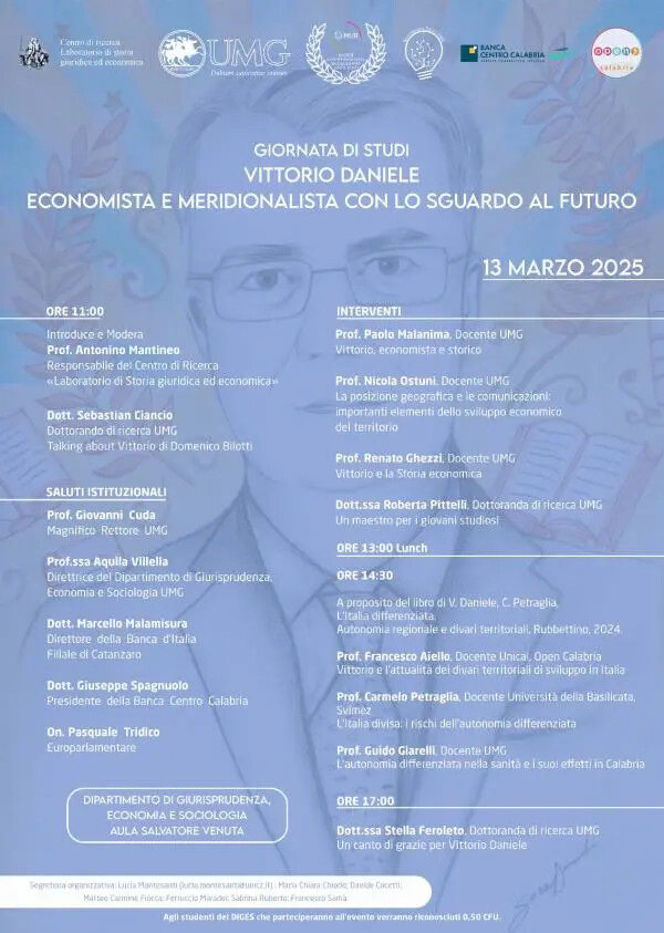 images Catanzaro, l'UMG ricorda il prof. Vittorio Daniele, economista e meridionalista con uno sguardo al futuro 