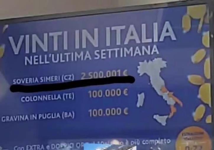 images La fortuna bacia Soveria Simeri: vinti 2 milioni e mezzo al 10eLotto