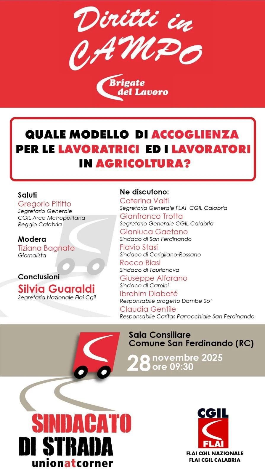 Ghetti, tendopoli, fondi Pnrr: il 28 novembre l’evento della Flai a San Ferdinando
