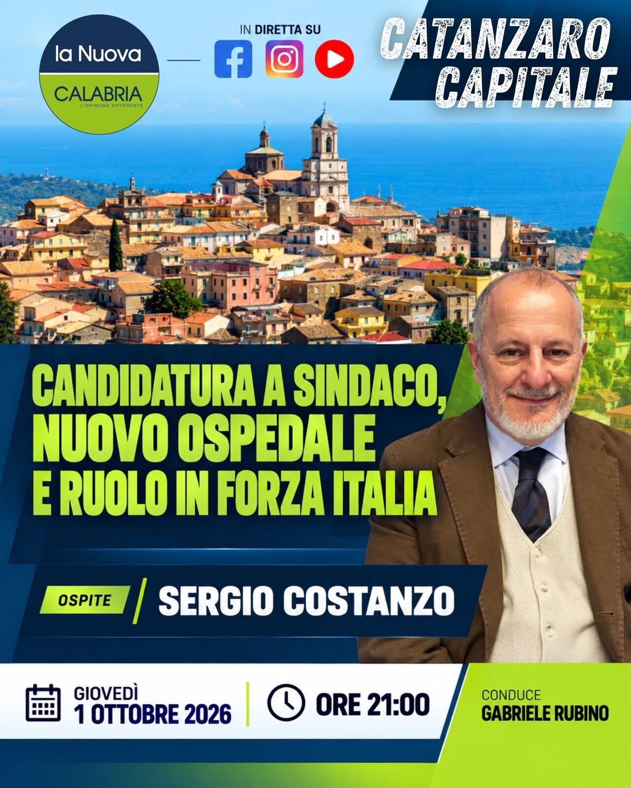 Catanzaro Capitale, candidatura a sindaco e gli snodi della città: ospite Sergio Costanzo (DIRETTA ORE 21) images Catanzaro Capitale, candidatura a sindaco e gli snodi della città: ospite Sergio Costanzo (DIRETTA ORE 21)