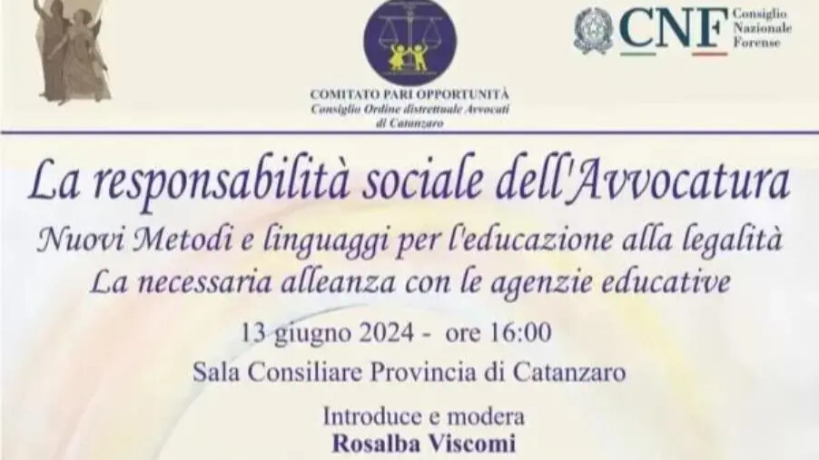 Catanzaro, "Nuovi metodi e linguaggi per l’educazione alla legalità" in un incontro del CPO degli Avvocati images Catanzaro, "Nuovi metodi e linguaggi per l’educazione alla legalità" in un incontro del CPO degli Avvocati