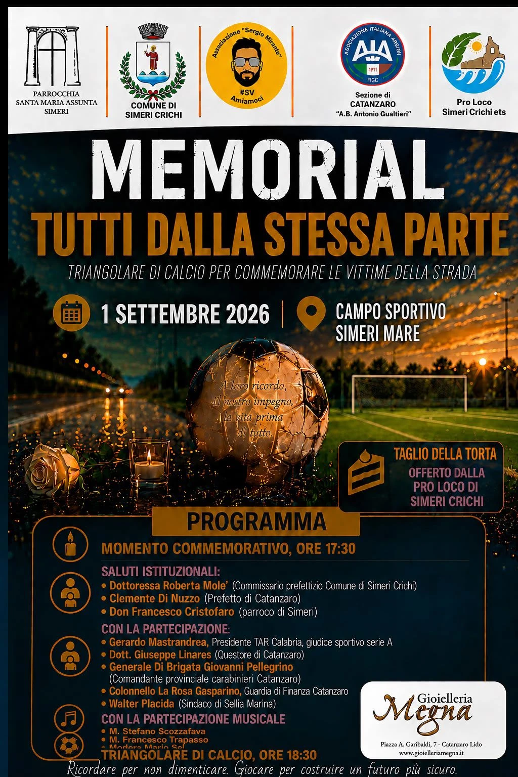 Simeri Mare, il 1° settembre il Memorial "Tutti dalla stessa parte"&nbsp;