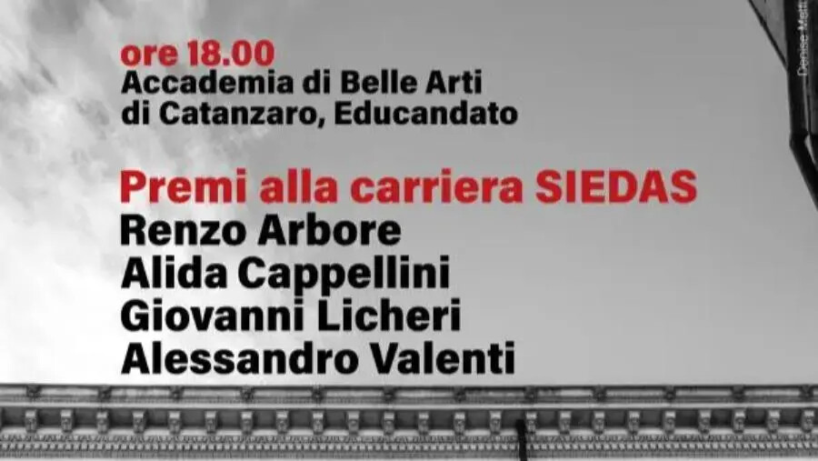 Arbore, Licheri e Cappellini all’Accademia di Belle arti di Catanzaro per il premio Siedas 2024 images Arbore, Licheri e Cappellini all’Accademia di Belle arti di Catanzaro per il premio Siedas 2024