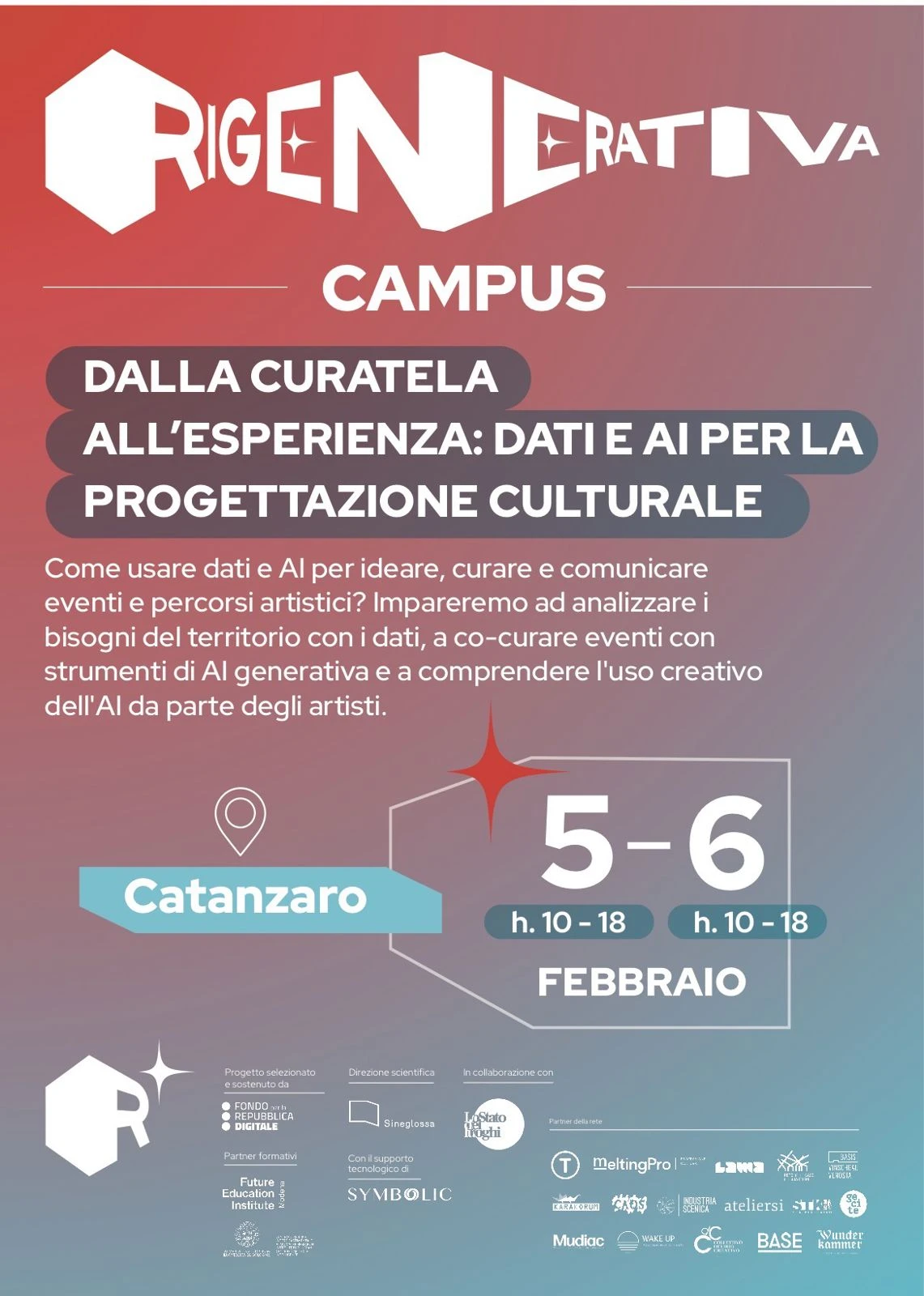 A Catanzaro il primo campus di Rigenerativa sull’IA per la rigenerazione urbana promossa dal Mudiac