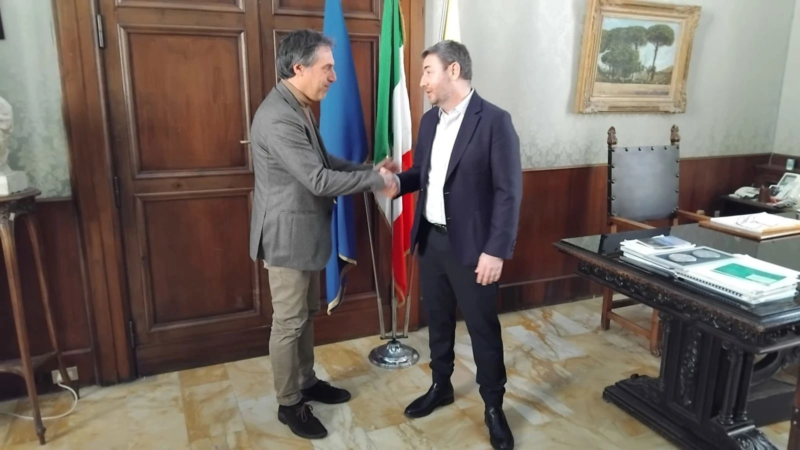 Il sindaco Fiorita ha ricevuto in Comune il leader dell'opposizione in Grecia Nikos Androulakis