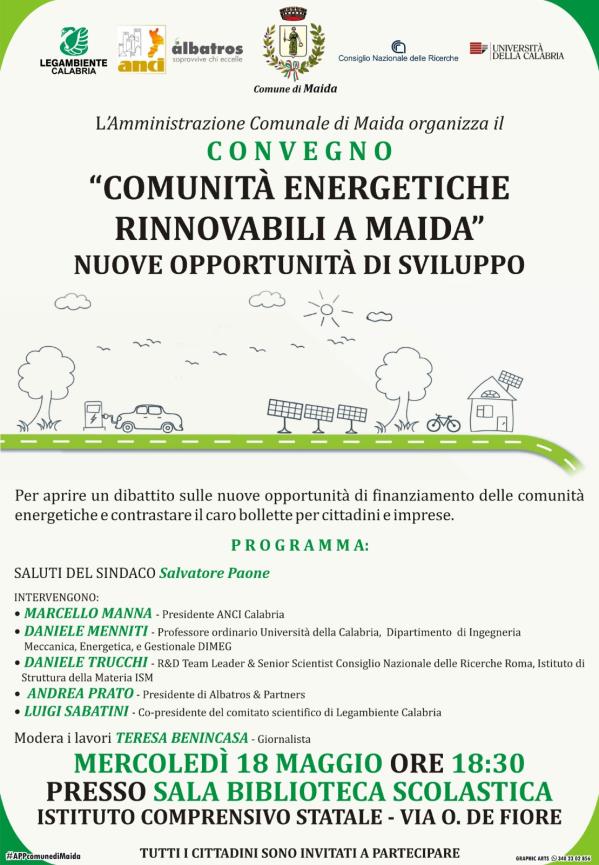 “Comunità energetiche rinnovabili a Maida” nuove opportunità di sviluppo: se ne parlerà il 18 maggio images “Comunità energetiche rinnovabili a Maida” nuove opportunità di sviluppo: se ne parlerà il 18 maggio