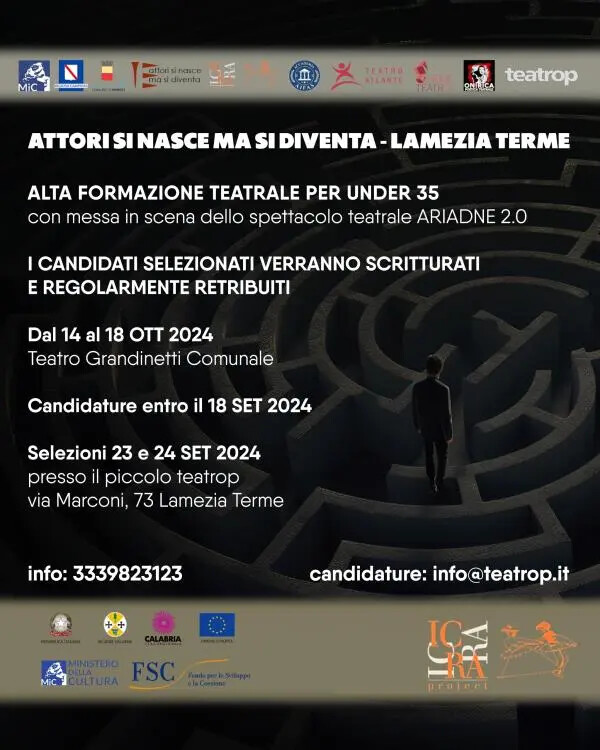 "Attori si nasce ma si diventa": a Lamezia il casting per alta formazione teatrale images "Attori si nasce ma si diventa": a Lamezia il casting per alta formazione teatrale