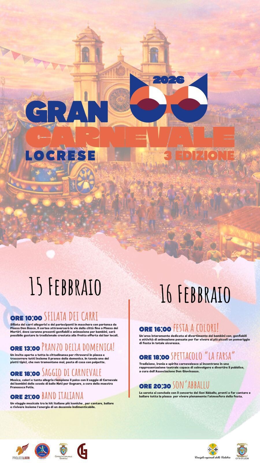 images Locri si colora per il Gran Carnevale 2026: sfilate, musica e sapori in Piazza dei Martiri