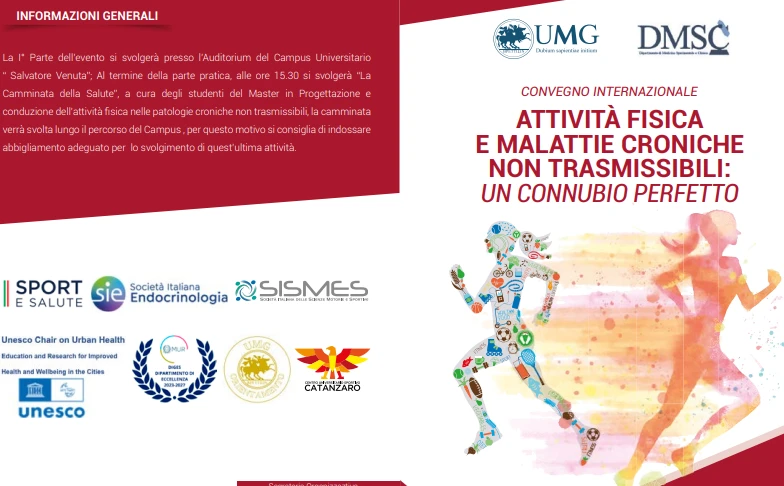  "Attività Fisica e Malattie Croniche Non Trasmissibili", convegno internazionale all'UMG di Catanzaro 