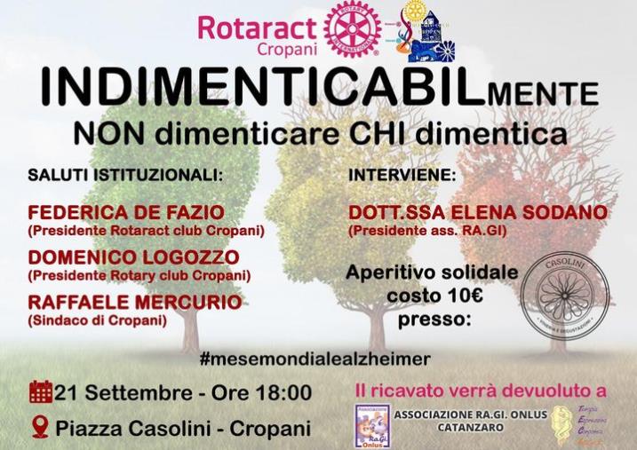 images Cropani, oggi in piazza Casolini l'iniziativa sociale "Indimenticabilmente"