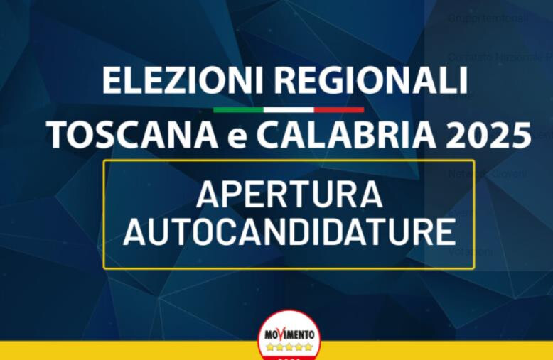 images Regionali 2025, al via le auto-candidature nel M5S: scadenza fissata al 20 agosto 