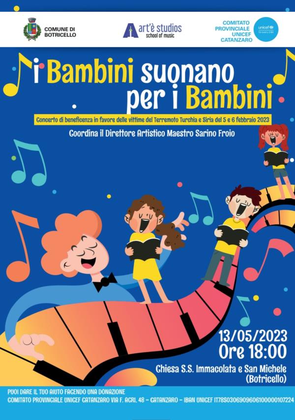 images Unicef, sabato in chiesa a Botricello concerto con raccolta fondi per Siria e Turchia colpite dal terremoto