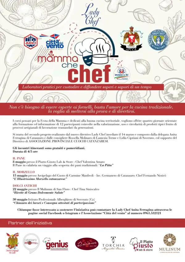 images Catanzaro. Al via l'otto maggio “Mamma che Chef!”, il laboratorio dei sapori&nbsp;