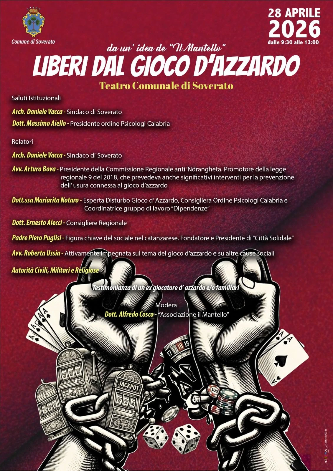 “Liberi dal Gioco d’Azzardo”: a Soverato un incontro di sensibilizzazione promosso da “Il Mantello”