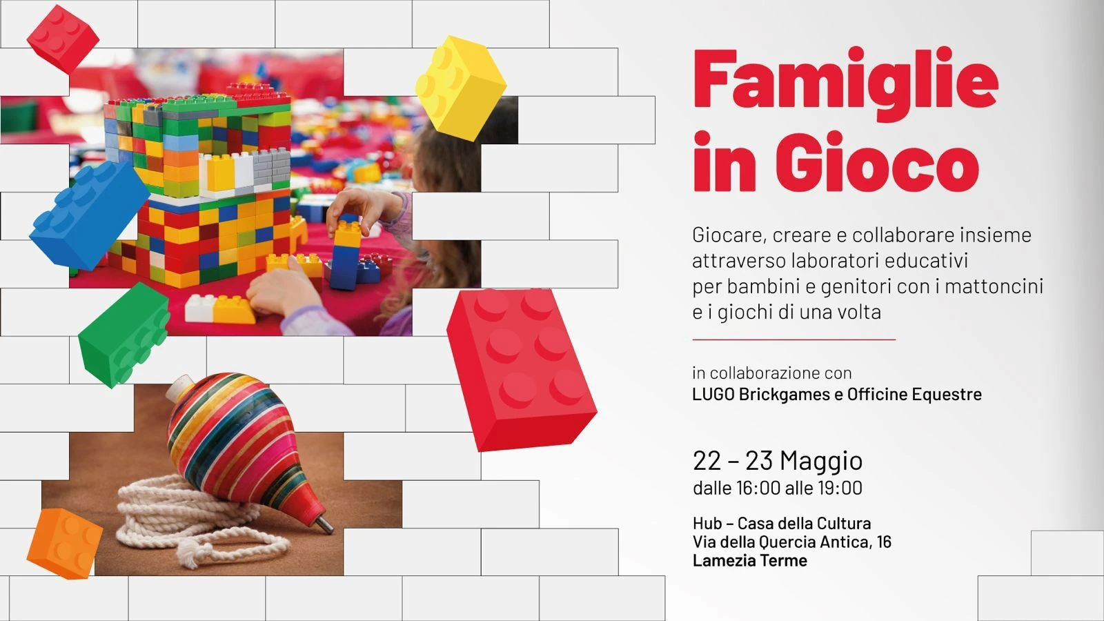 Lamezia, all’Hub Casa della Cultura i laboratori lego dedicati a bambini e genitori