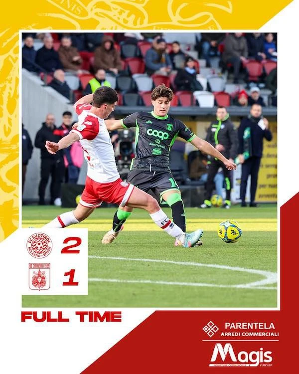 Serie BKT, SÜDTIROL vs CATANZARO: 2-1 finale. Aquile sconfitte al Druso