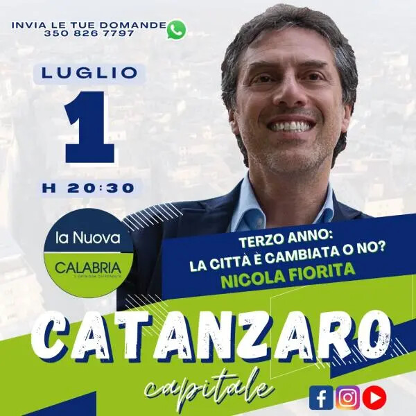 Catanzaro Capitale, tre anni di Amministrazione: il bilancio del sindaco Fiorita (DIRETTA 20.30) images Catanzaro Capitale, tre anni di Amministrazione: il bilancio del sindaco Fiorita (DIRETTA 20.30)