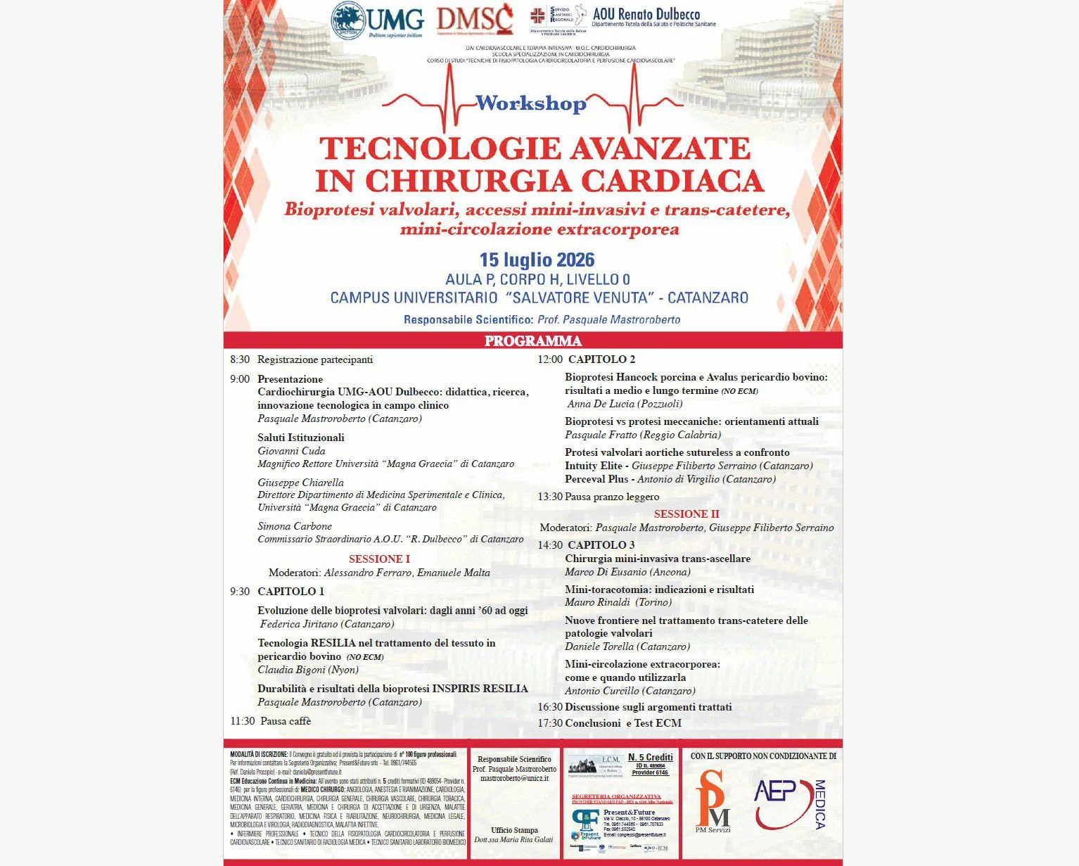 Catanzaro, chirurgia cardiaca sempre più innovativa: all’UMG e Dulbecco il workshop sulle nuove tecnologie