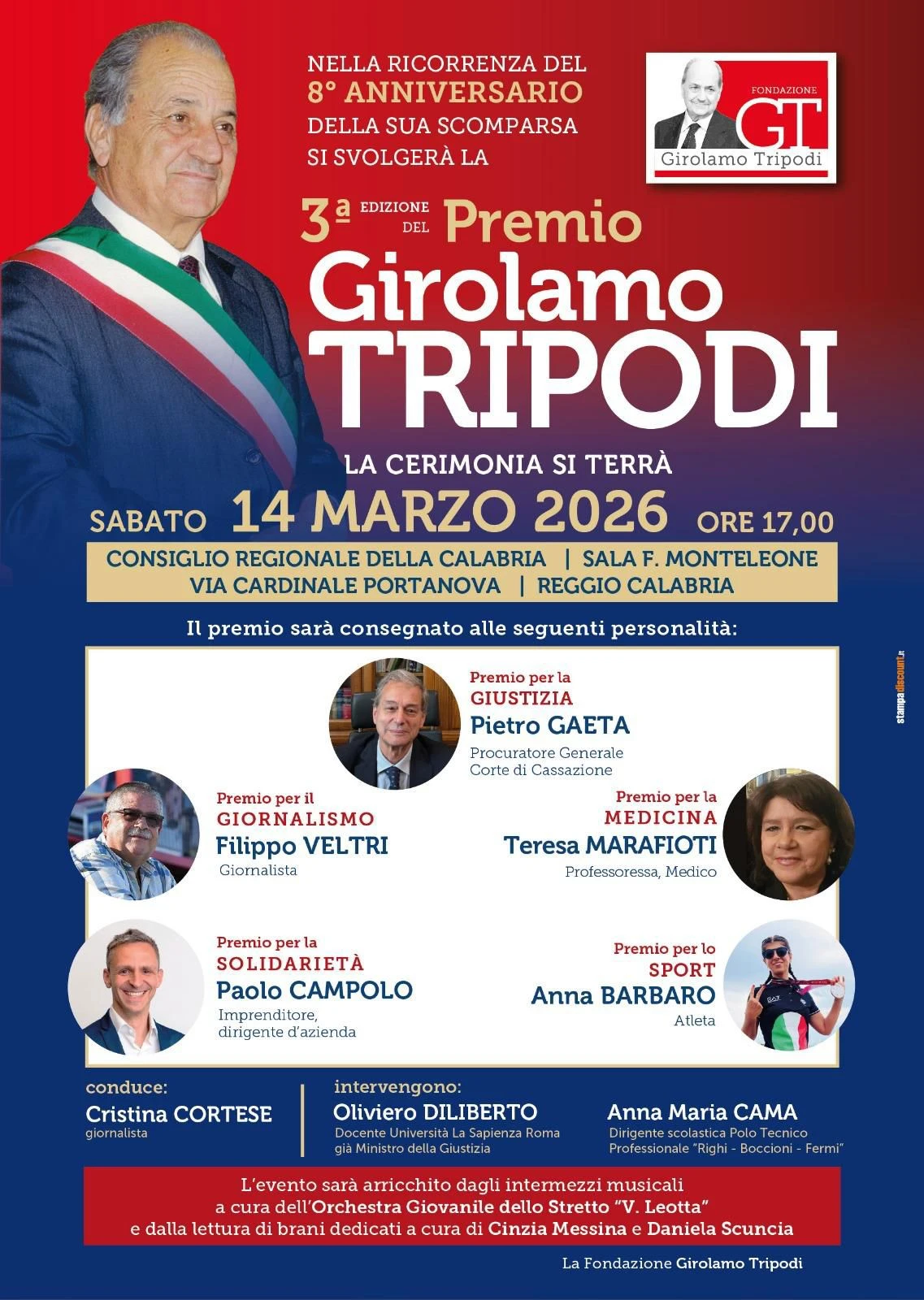 Reggio Calabria celebra la terza edizione del Premio Girolamo Tripodi