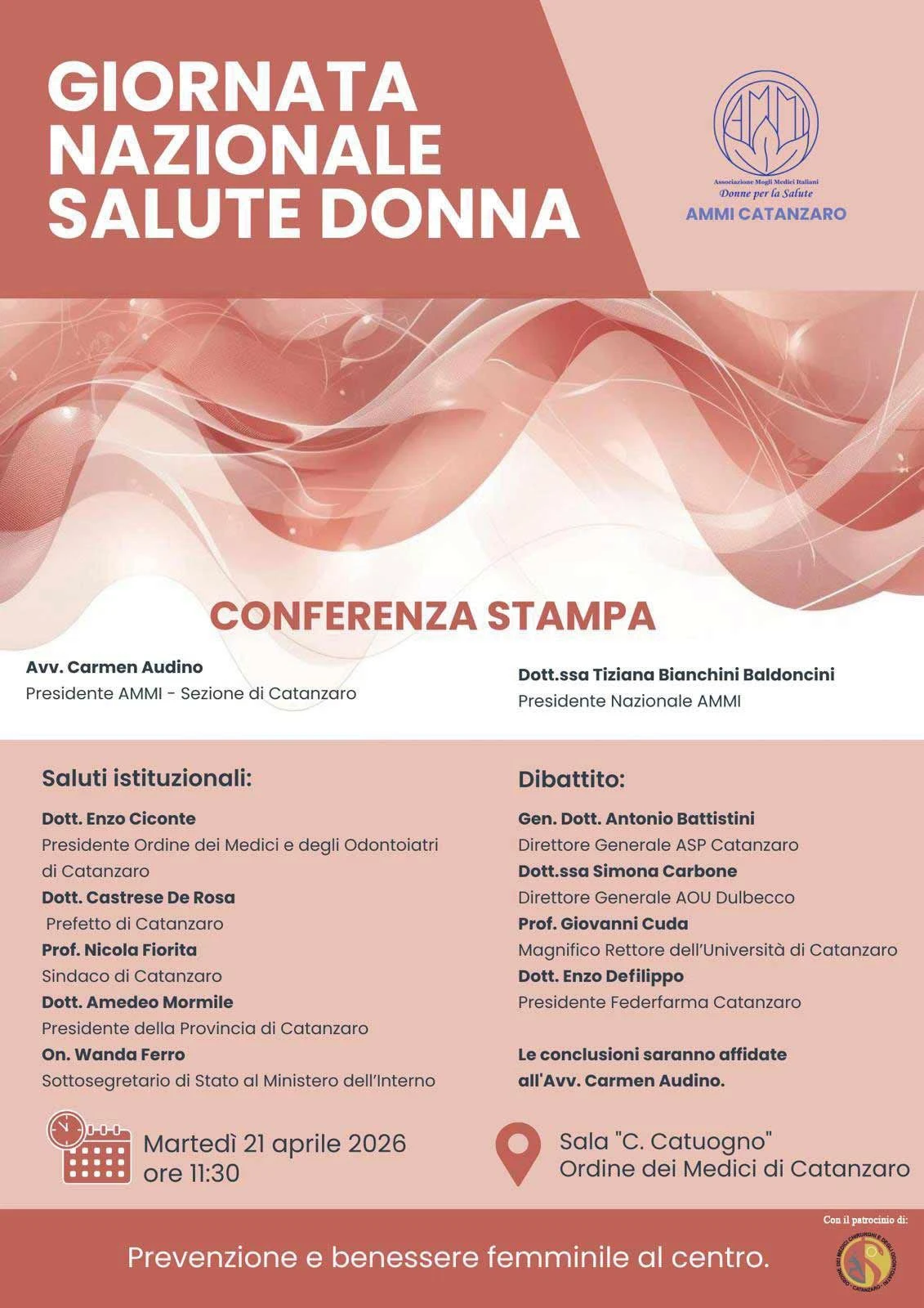 Giornata nazionale Salute donna: l’Ammi di Catanzaro promuove una conferenza dedicata a prevenzione e benessere femminile