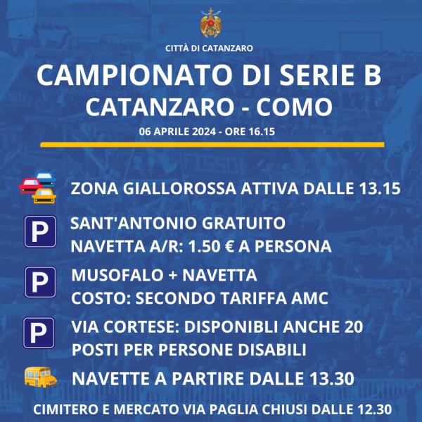 images Zona Giallorossa per Catanzaro-Como: info su parcheggi, chiusura cimitero e mercato