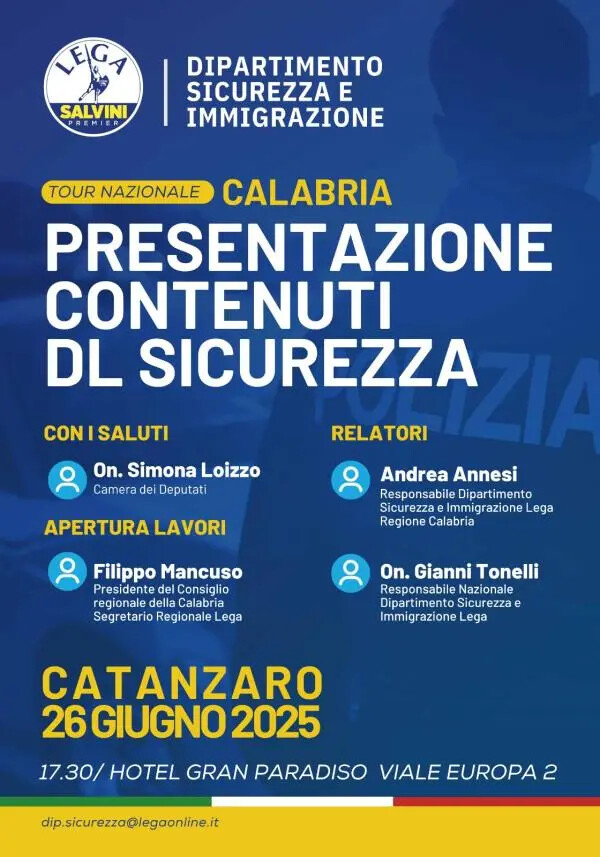 images La Lega presenta a Catanzaro i contenuti del Dl Sicurezza 