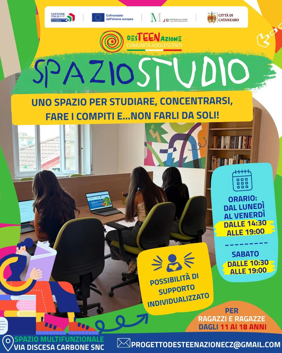 DesTEENazione, a Catanzaro uno spazio gratuito e inclusivo dedicato allo studio e alla crescita dei ragazzi