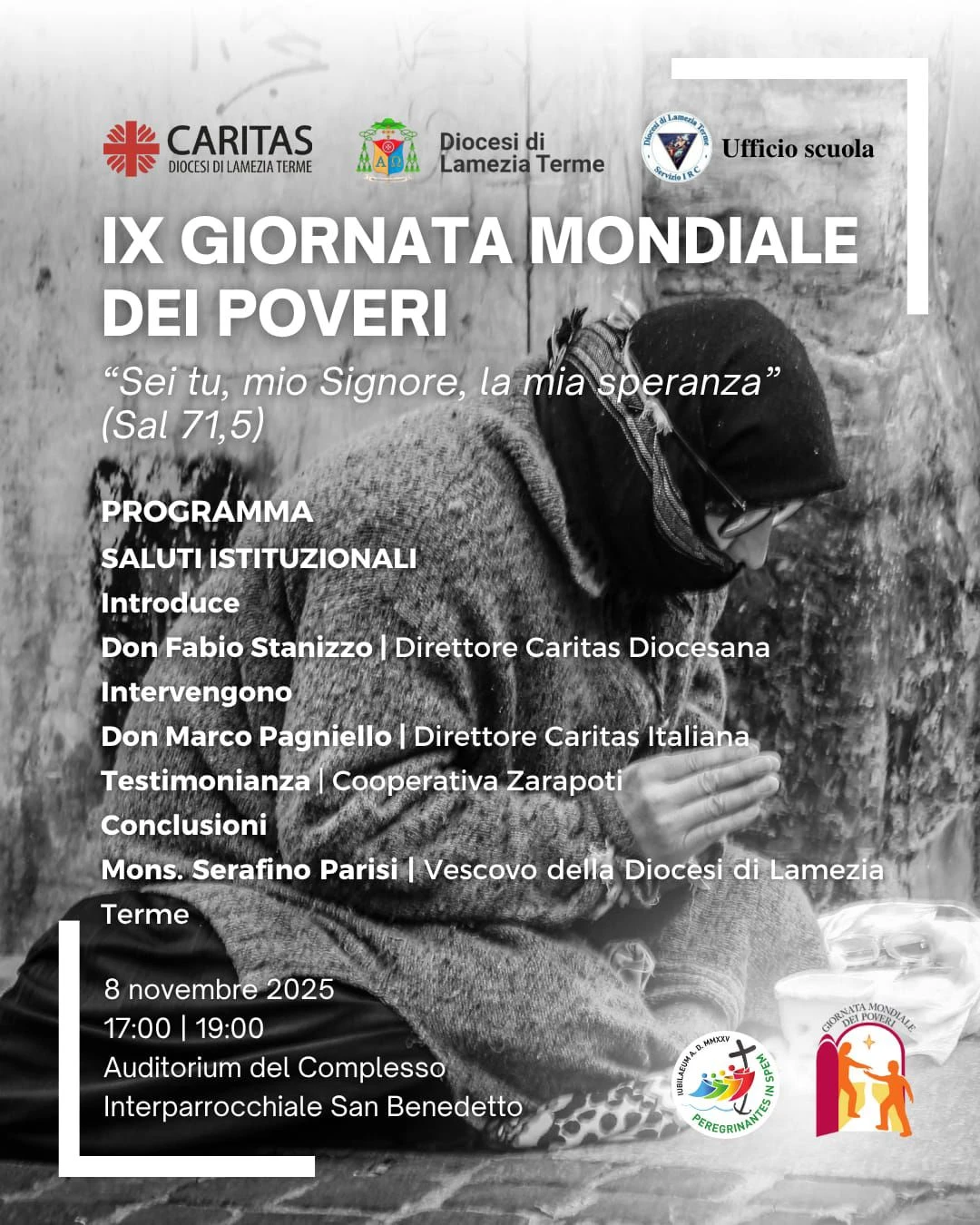 Giornata mondiale dei poveri, la Caritas diocesana di Lamezia Terme organizza un incontro