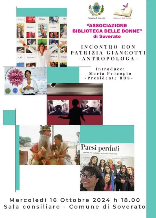 Soverato, domani l'incontro con l'antropologa Patrizia Giancotti images Soverato, domani l'incontro con l'antropologa Patrizia Giancotti