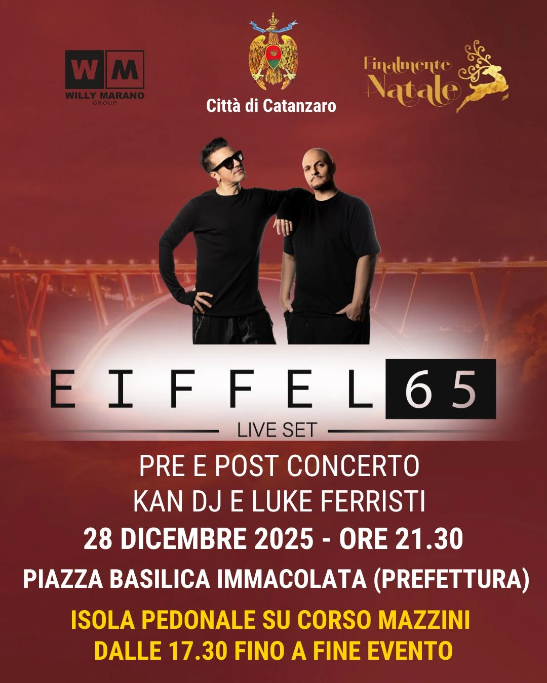 Catanzaro, musica e festa sul Corso: stasera concerto gratuito degli Eiffel 65 e isola pedonale 