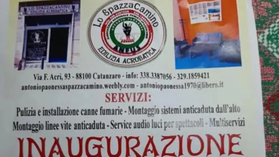 "Lo spazzacamino Edilizia acrobatica” di Antonio Paonessa arriva a Catanzaro: domani l'inaugurazione images "Lo spazzacamino Edilizia acrobatica” di Antonio Paonessa arriva a Catanzaro: domani l'inaugurazione