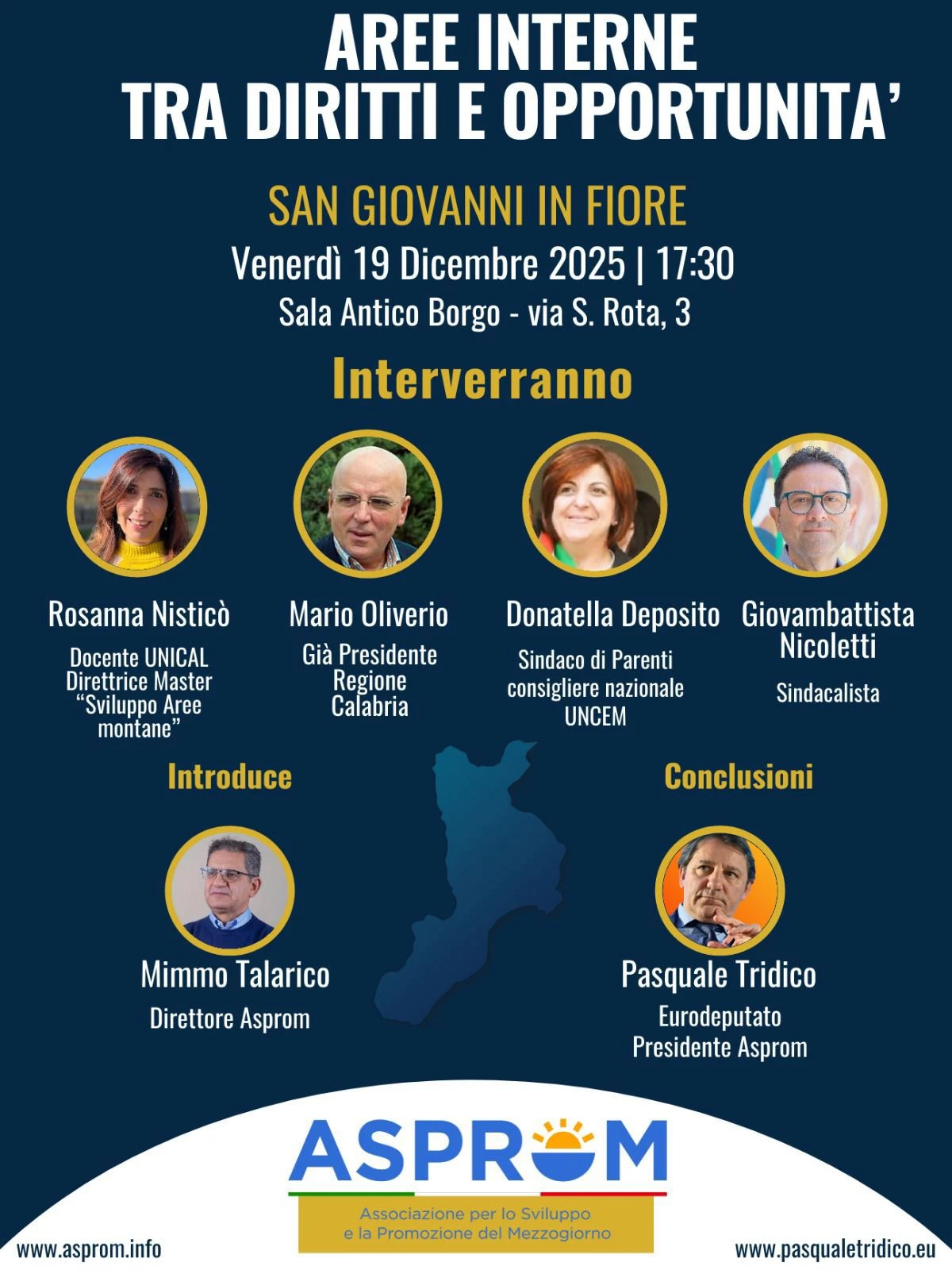 Aree interne tra diritti e opportunità:  a San Giovanni in Fiore il confronto pubblico promosso da Asprom