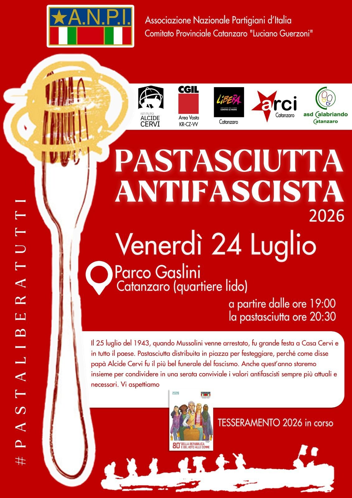 Catanzaro, ritorna la Pastasciutta Antifascista di ANPI e Casa Cervi images Catanzaro, ritorna la Pastasciutta Antifascista di ANPI e Casa Cervi