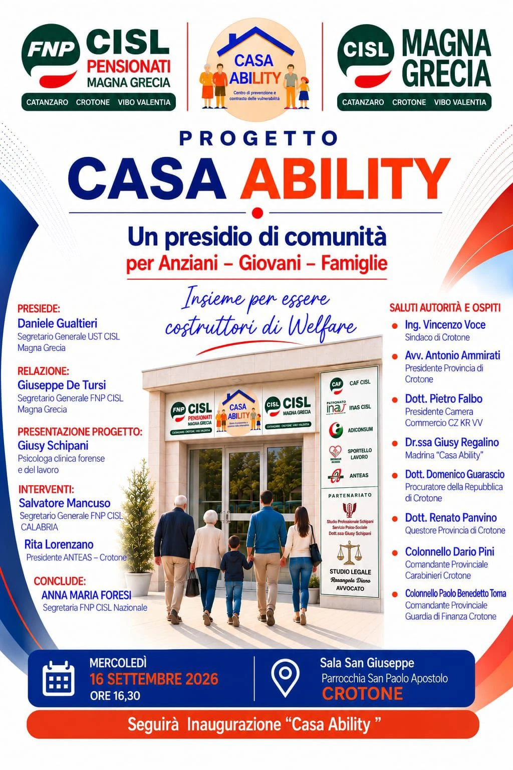 Cisl, a Crotone nasce Casa Ability, un presidio per anziani, giovani e famiglie
