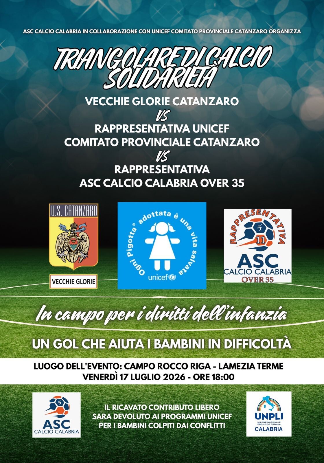 images Tutto pronto per il triangolare di beneficenza tra "ASC - Vecchie glorie Catanzaro" e Team Unicef