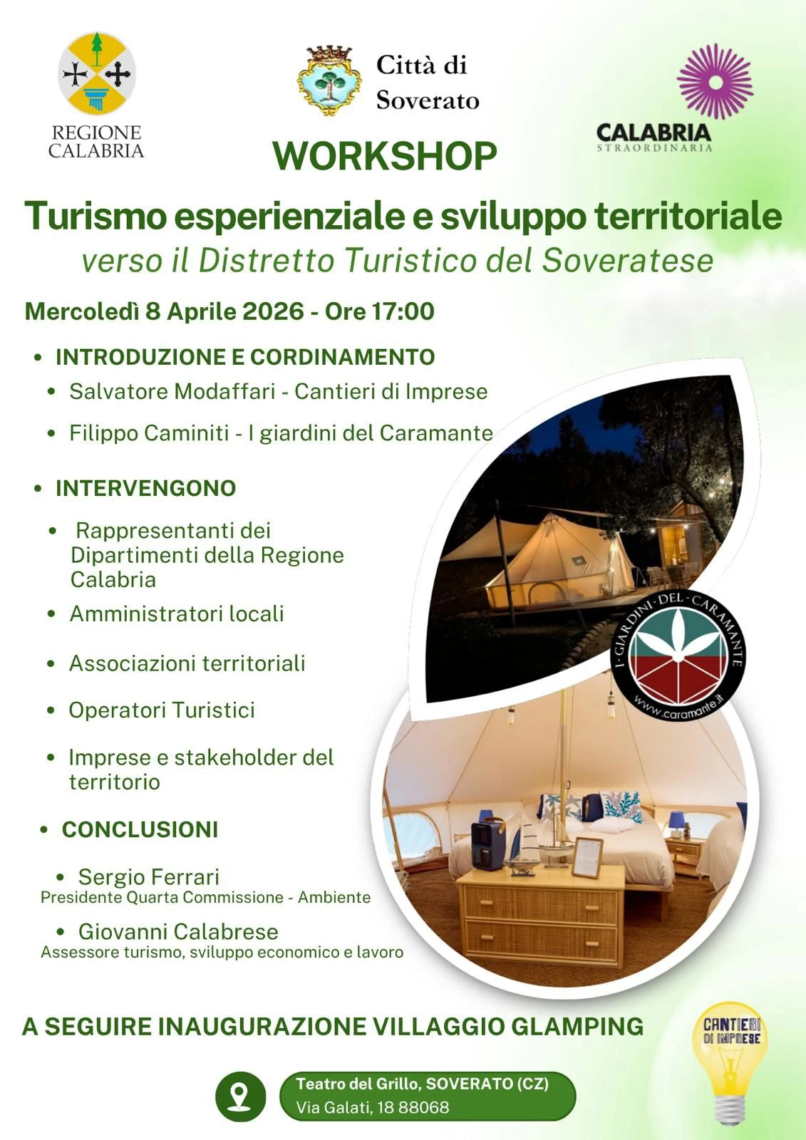 Soverato, nasce il primo Villaggio glamping eco-esperienziale della Calabria: istituzioni e Regione a confronto su turismo e ambiente