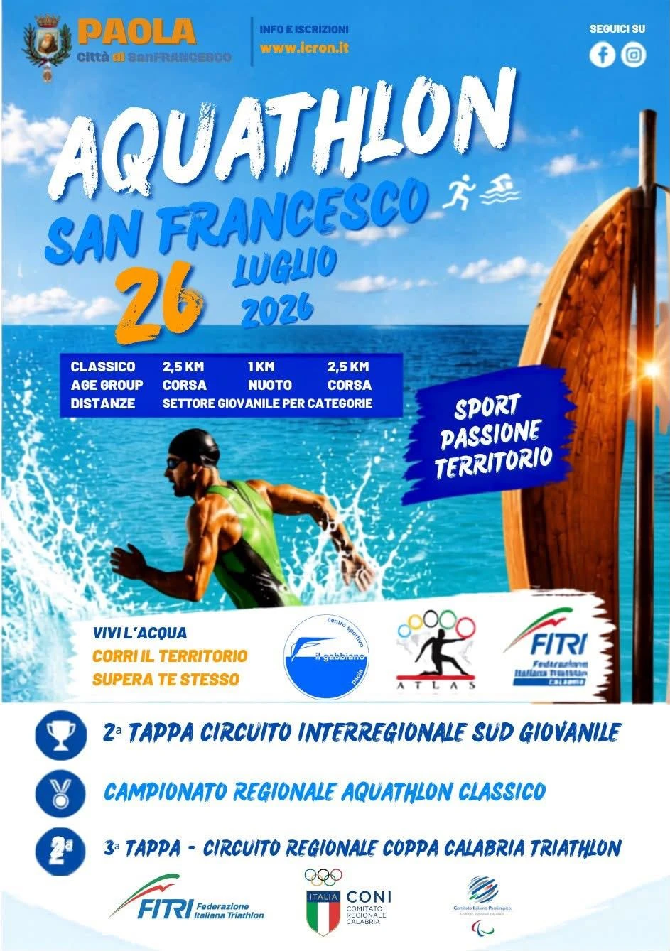 Paola, cresce l'attesa per la gara di Aquathlon del Trofeo San Francesco