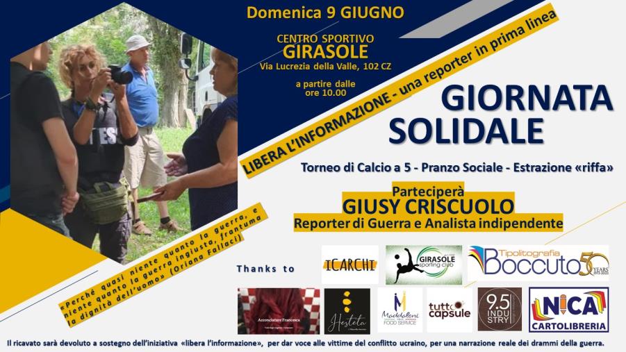 images Libera l'informazione: domenica 9 giugno a Catanzaro la reporter di guerra Criscuolo