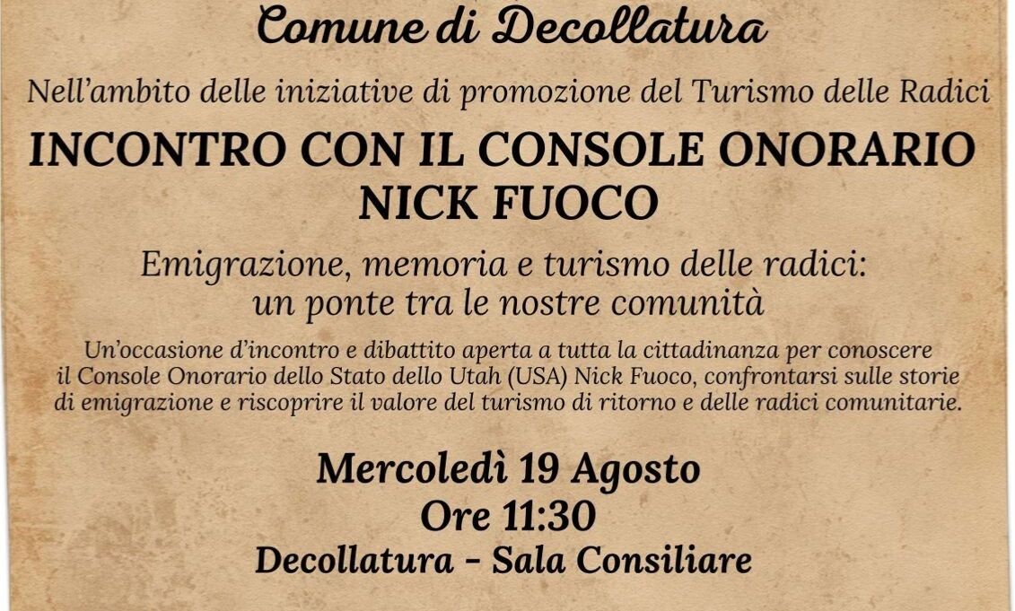 images Decollatura, arriva il Console d’Italia in Utah: un ponte tra emigrazione e turismo delle radici