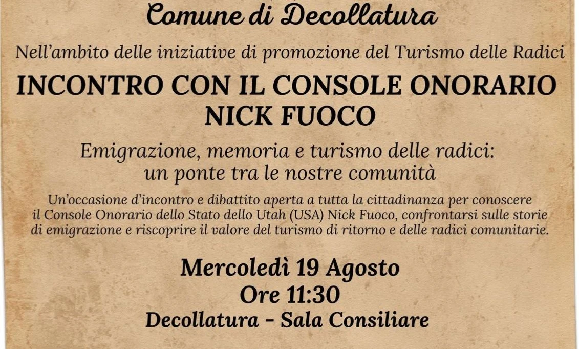 Decollatura, arriva il Console d’Italia in Utah: un ponte tra emigrazione e turismo delle radici