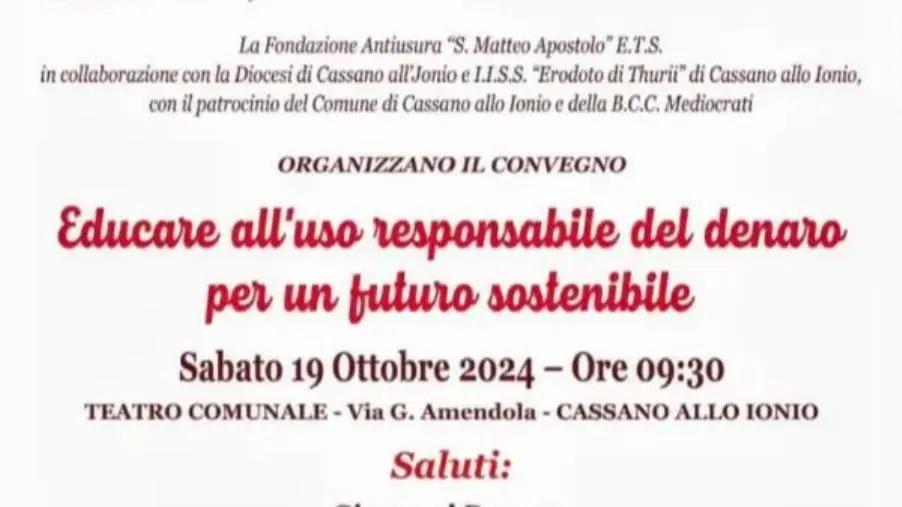 images Educare all’uso responsabile del denaro per un futuro sostenibile: a Cassano l'evento formativo