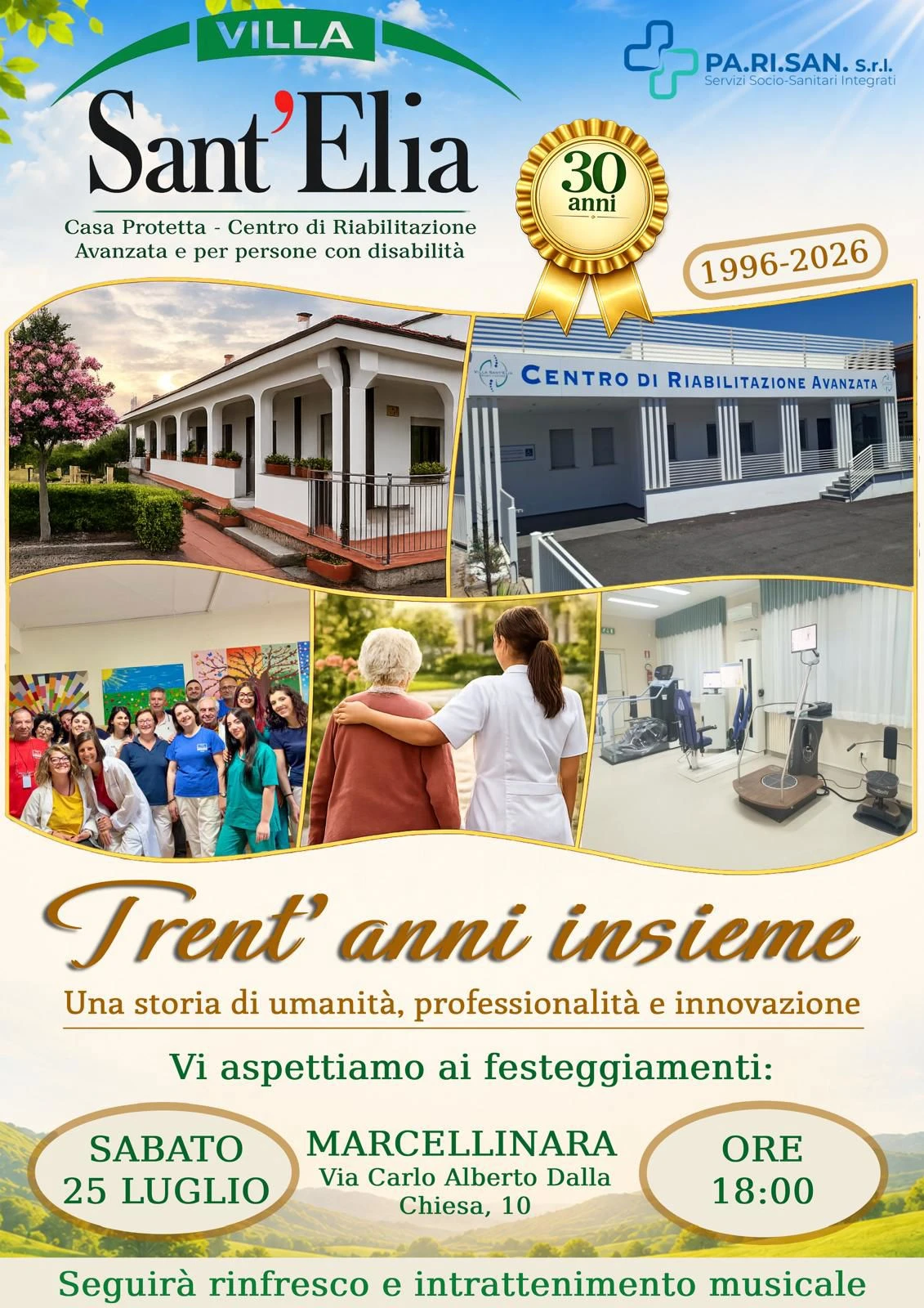 Festa per i 30 anni di Villa Sant'Elia: una storia di umanità, professionalità e innovazione 